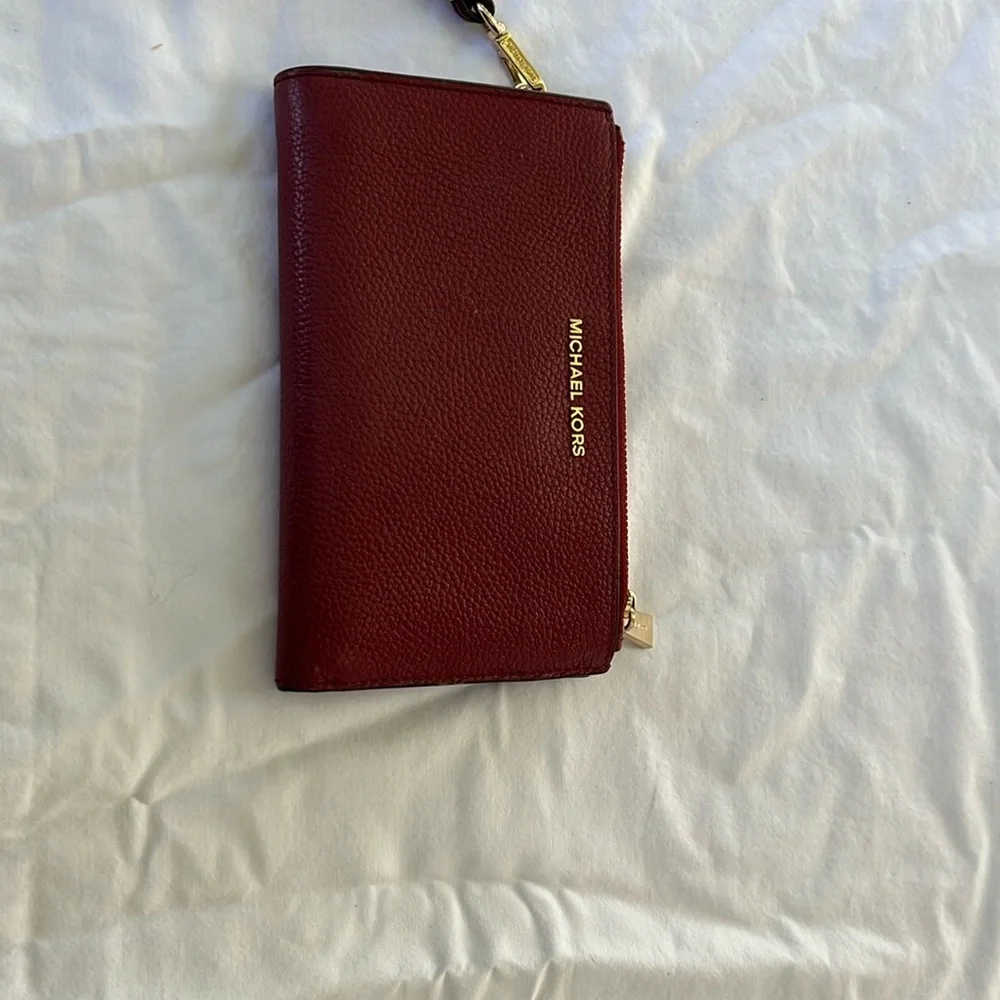 Michael Kors Dark Red Wallet with Gold Details